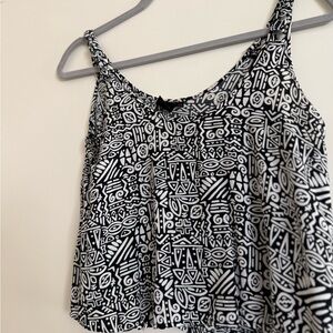 Material Girl Black and White Geometric Camisole